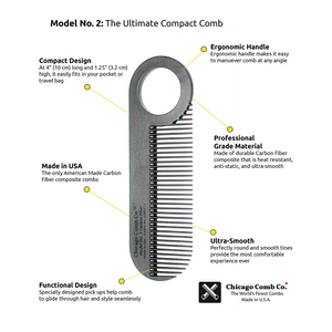 Chicago Comb MODEL NO. 2 Carbon Fiber