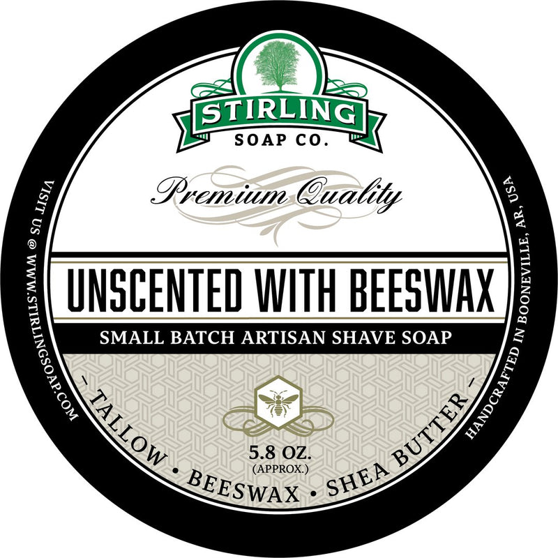 Stirling Soap SHAVE SOAP Unscented with Beeswax